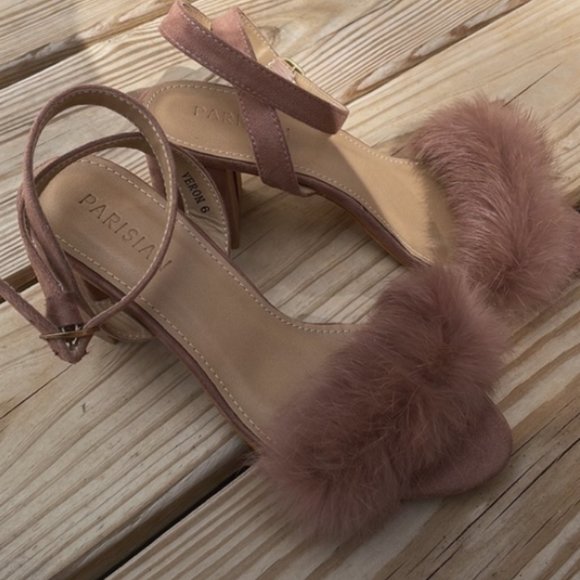 NEW- Parisian "Veron" Light Pink Fluffy Heels/Sandals Size 6 - Picture 6 of 15